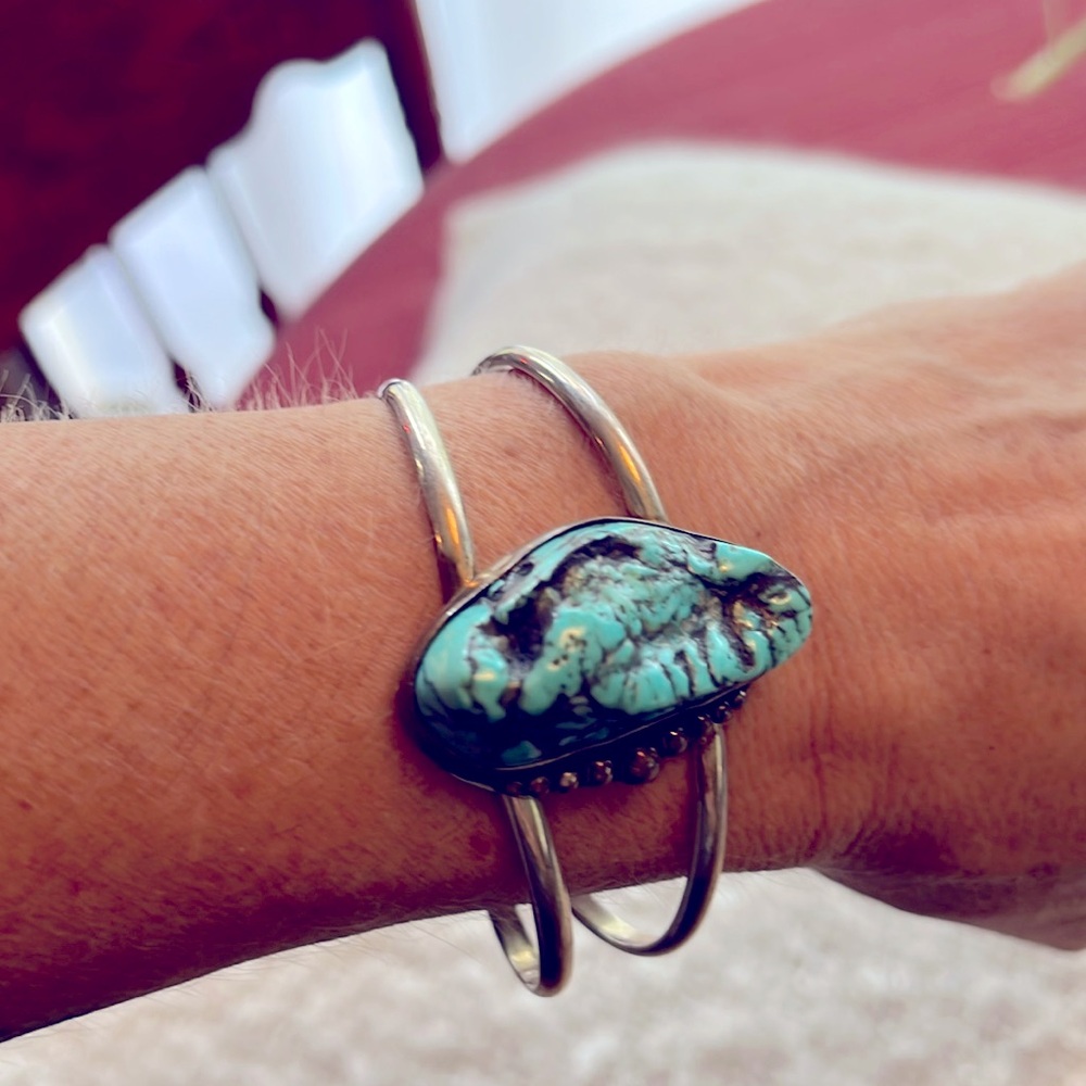 J Hayes Sterling silver and turquoise bracelet and ring set